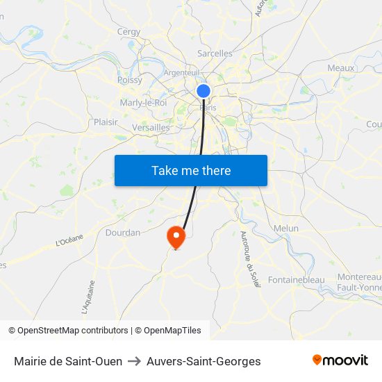 Mairie de Saint-Ouen to Auvers-Saint-Georges map