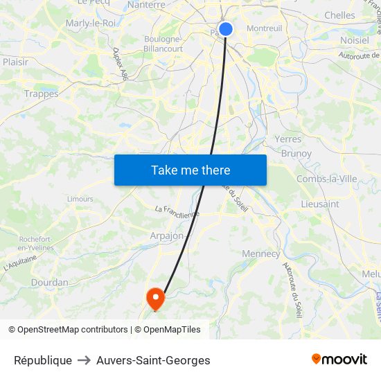 République to Auvers-Saint-Georges map