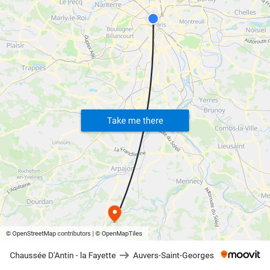 Chaussée D'Antin - la Fayette to Auvers-Saint-Georges map