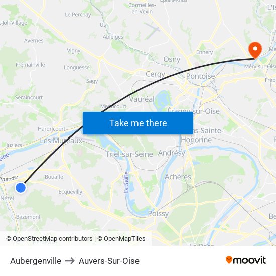 Aubergenville to Auvers-Sur-Oise map