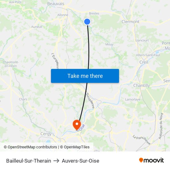 Bailleul-Sur-Therain to Auvers-Sur-Oise map