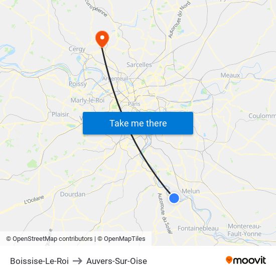 Boissise-Le-Roi to Auvers-Sur-Oise map