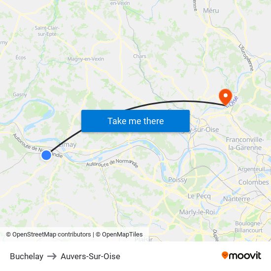 Buchelay to Auvers-Sur-Oise map