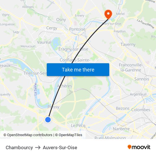 Chambourcy to Auvers-Sur-Oise map