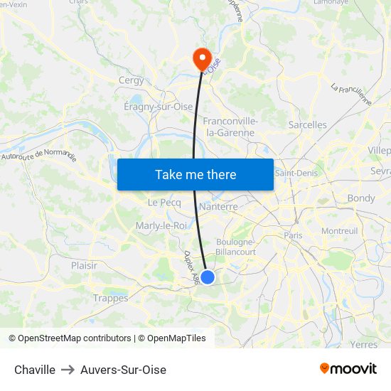 Chaville to Auvers-Sur-Oise map