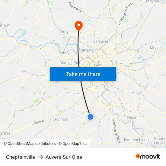 Cheptainville to Auvers-Sur-Oise map