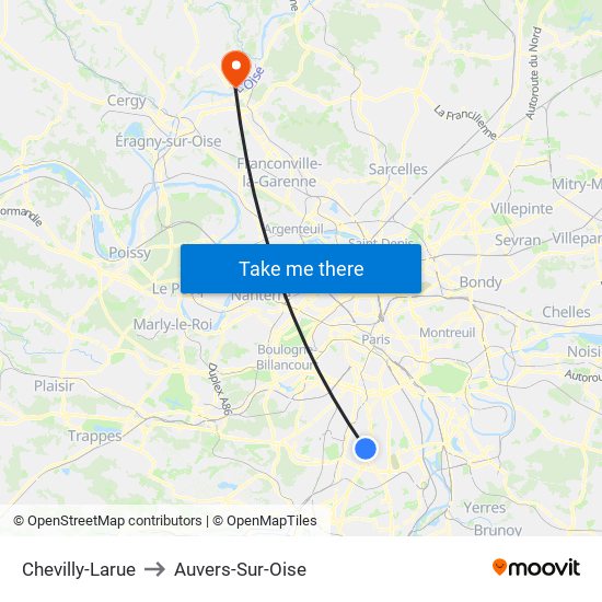 Chevilly-Larue to Auvers-Sur-Oise map