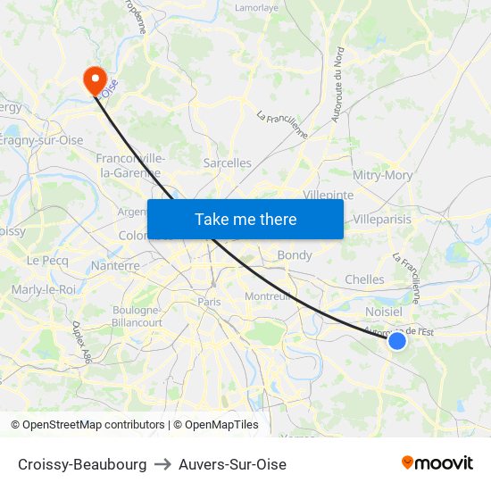 Croissy-Beaubourg to Auvers-Sur-Oise map