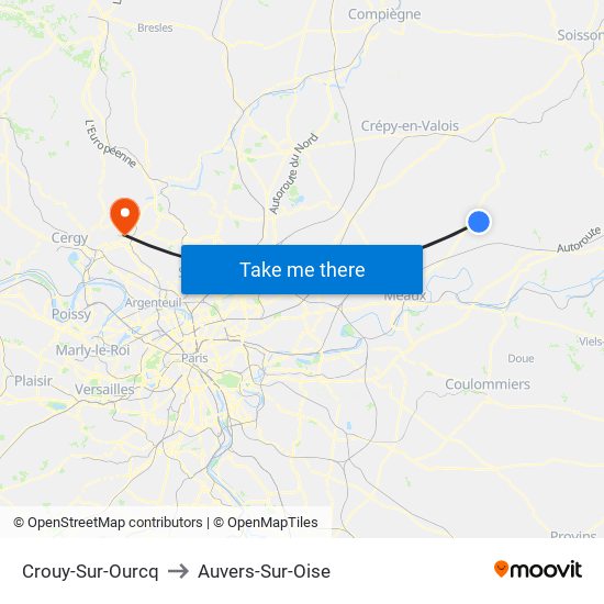 Crouy-Sur-Ourcq to Auvers-Sur-Oise map