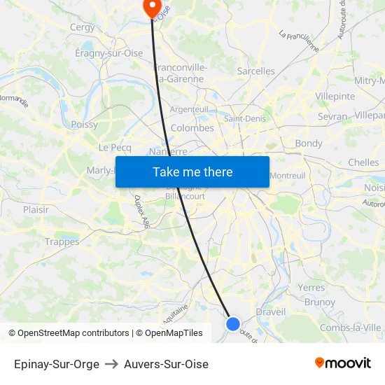Epinay-Sur-Orge to Auvers-Sur-Oise map