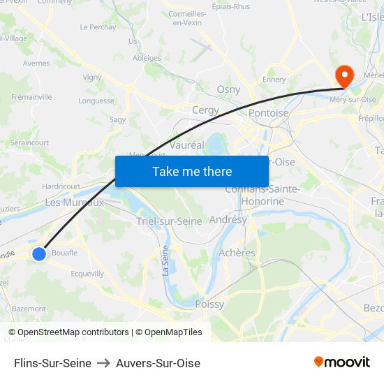 Flins-Sur-Seine to Auvers-Sur-Oise map