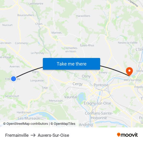 Fremainville to Auvers-Sur-Oise map