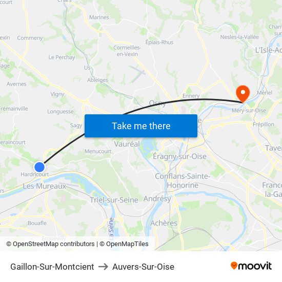 Gaillon-Sur-Montcient to Auvers-Sur-Oise map