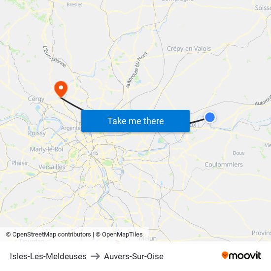 Isles-Les-Meldeuses to Auvers-Sur-Oise map