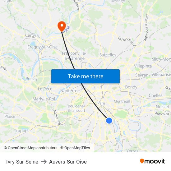 Ivry-Sur-Seine to Auvers-Sur-Oise map