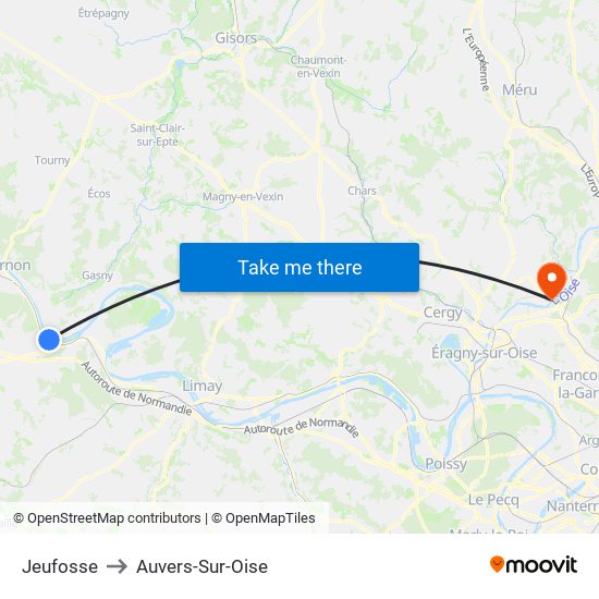 Jeufosse to Auvers-Sur-Oise map