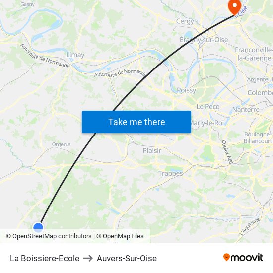 La Boissiere-Ecole to Auvers-Sur-Oise map