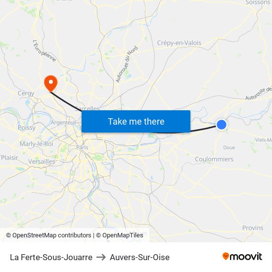 La Ferte-Sous-Jouarre to Auvers-Sur-Oise map