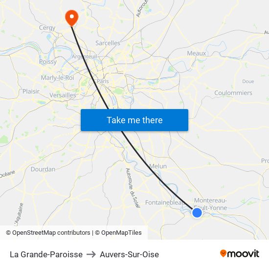 La Grande-Paroisse to Auvers-Sur-Oise map