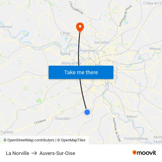 La Norville to Auvers-Sur-Oise map