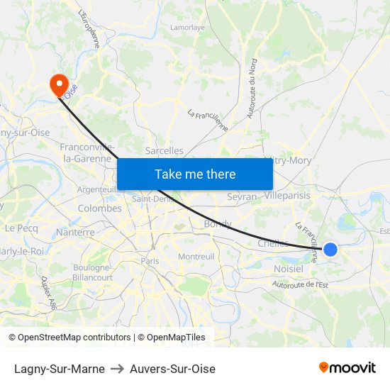 Lagny-Sur-Marne to Auvers-Sur-Oise map