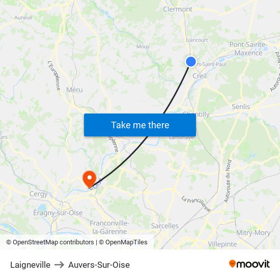 Laigneville to Auvers-Sur-Oise map