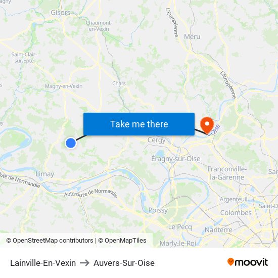 Lainville-En-Vexin to Auvers-Sur-Oise map