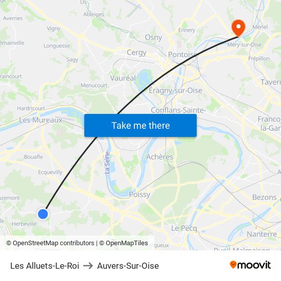 Les Alluets-Le-Roi to Auvers-Sur-Oise map