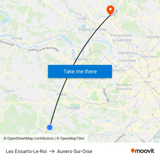 Les Essarts-Le-Roi to Auvers-Sur-Oise map