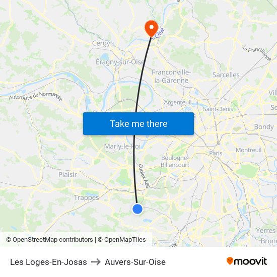 Les Loges-En-Josas to Auvers-Sur-Oise map