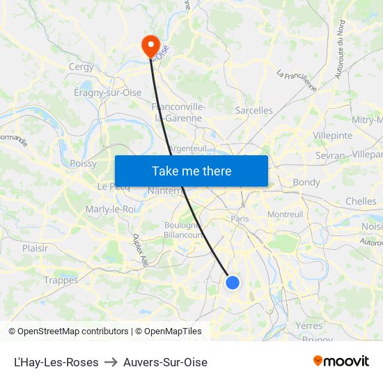 L'Hay-Les-Roses to Auvers-Sur-Oise map