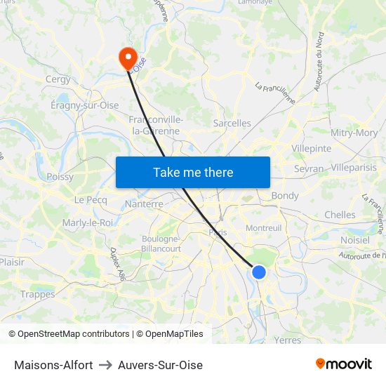 Maisons-Alfort to Auvers-Sur-Oise map