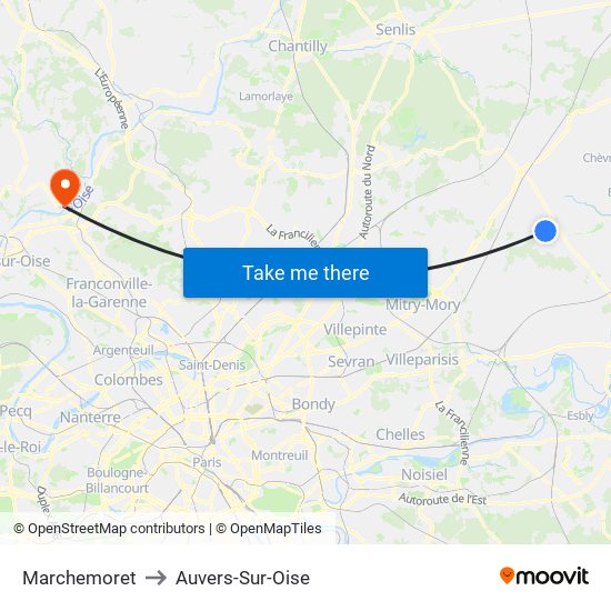 Marchemoret to Auvers-Sur-Oise map