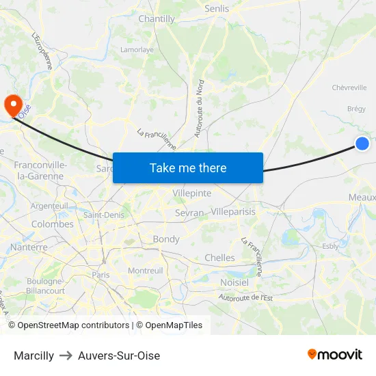 Marcilly to Auvers-Sur-Oise map