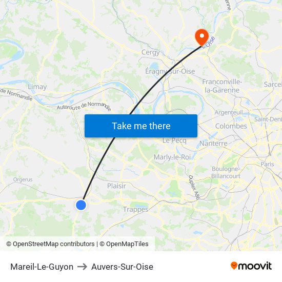 Mareil-Le-Guyon to Auvers-Sur-Oise map