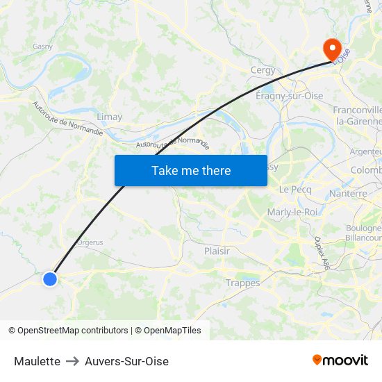 Maulette to Auvers-Sur-Oise map