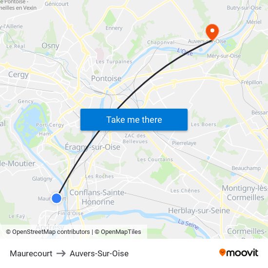 Maurecourt to Auvers-Sur-Oise map