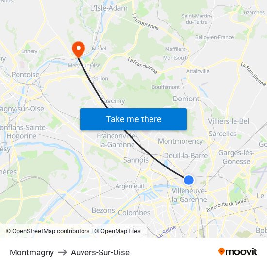 Montmagny to Auvers-Sur-Oise map