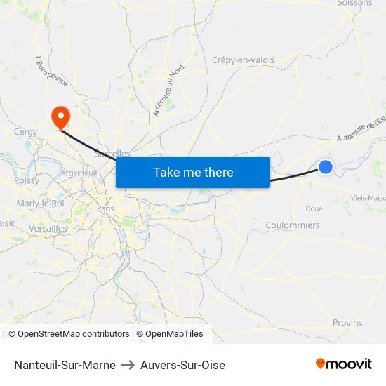 Nanteuil-Sur-Marne to Auvers-Sur-Oise map