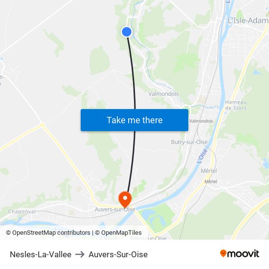 Nesles-La-Vallee to Auvers-Sur-Oise map