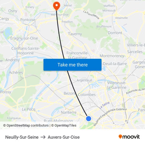 Neuilly-Sur-Seine to Auvers-Sur-Oise map