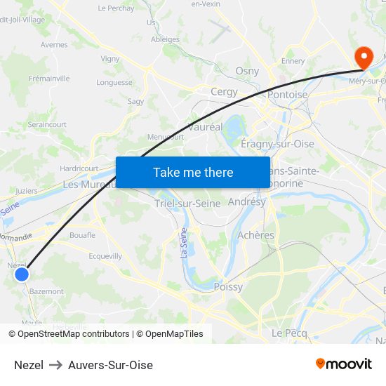 Nezel to Auvers-Sur-Oise map