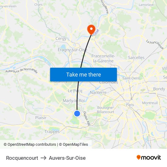 Rocquencourt to Auvers-Sur-Oise map