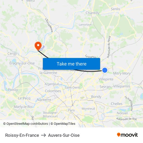 Roissy-En-France to Auvers-Sur-Oise map