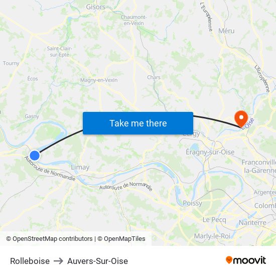 Rolleboise to Auvers-Sur-Oise map