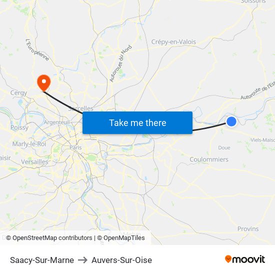 Saacy-Sur-Marne to Auvers-Sur-Oise map