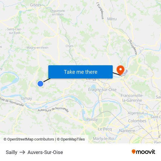 Sailly to Auvers-Sur-Oise map