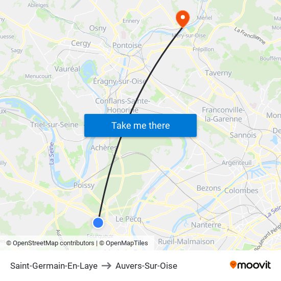 Saint-Germain-En-Laye to Auvers-Sur-Oise map