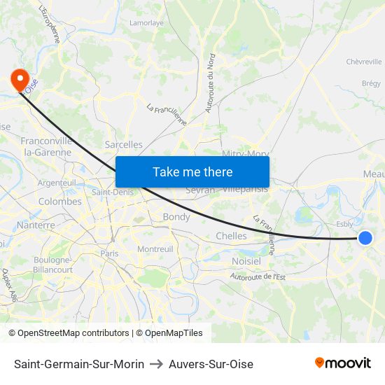 Saint-Germain-Sur-Morin to Auvers-Sur-Oise map