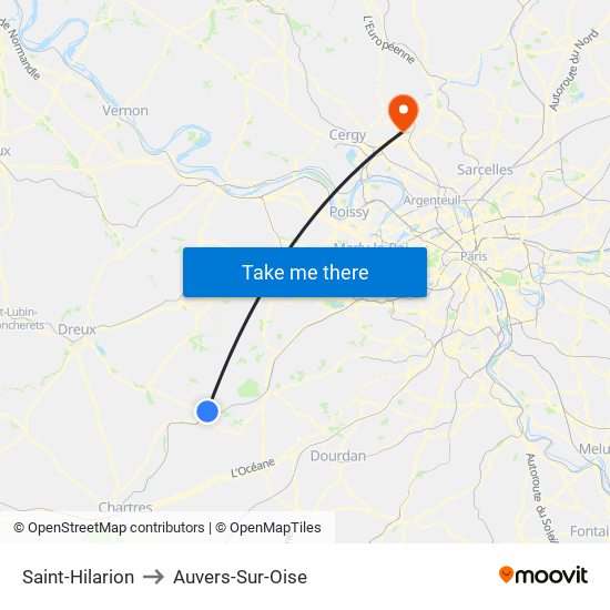 Saint-Hilarion to Auvers-Sur-Oise map